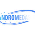 Andromeda Casino logo with a blue curved swoosh around the text