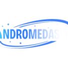 Andromeda Casino logo with a blue curved swoosh around the text