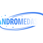 Andromeda Casino logo with a blue curved swoosh around the text