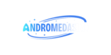 Andromeda Casino logo with a blue curved swoosh around the text